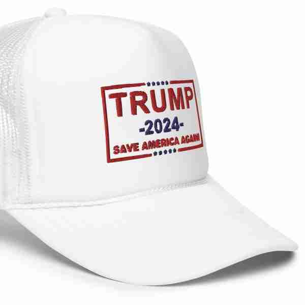 Trump 2024 Save America Again Foam Trucker Hat_White Side