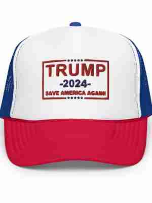 Trump 2024 Save America Again Foam Trucker Hat_RWB