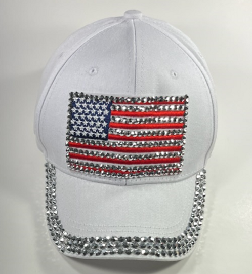 American Flag Rhinestone Cap