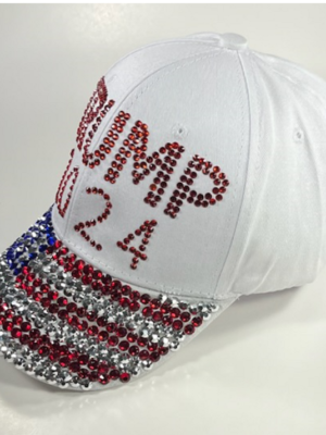 White USA Flexfit Baseball Cap – Trump 45 47 Structured Embroidered Hat, Unisex